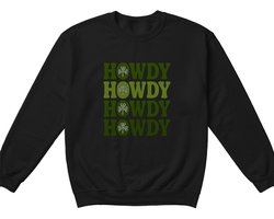 St. Patrick's Day Sweater – HOWDY HOWDY HOWDY HOWDY met Klavertje Vier – Retro Outfit – Unisex Sweater voor Dames & Heren – Leuk Cadeau