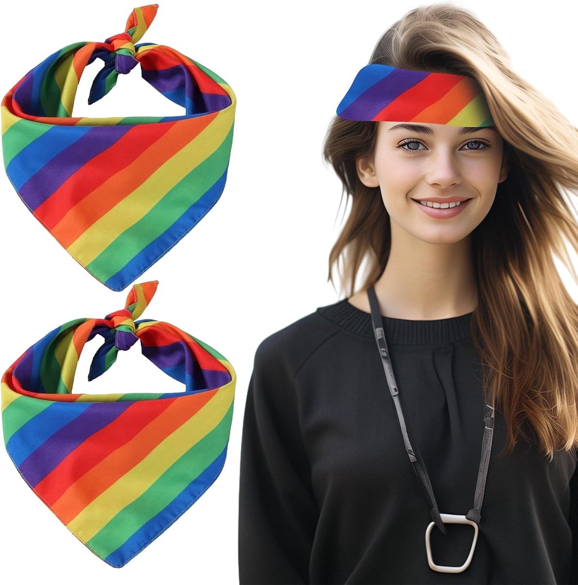 2 stuks regenboog sjaal, regenboog, bandana, lgbtq, accessoires, doek, kostuum, Gay Pride haarband, regenboog-haarbanden, haarband, regenboogdoek, hoofdtooi, sjaals sjaals scrunchies