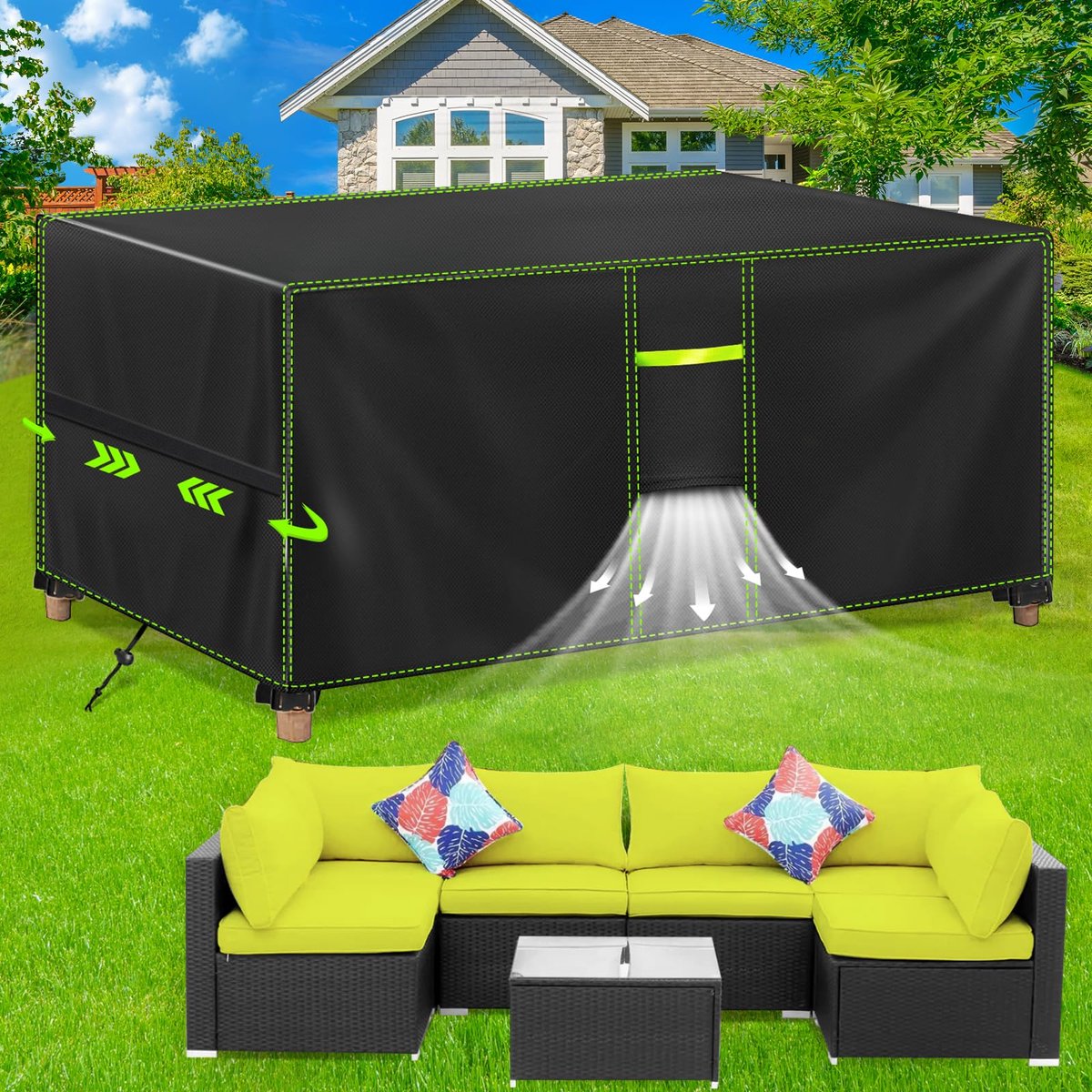 Famanu , waterdicht, 420D, winterbestendig, 200 x 160 x 70 cm wit