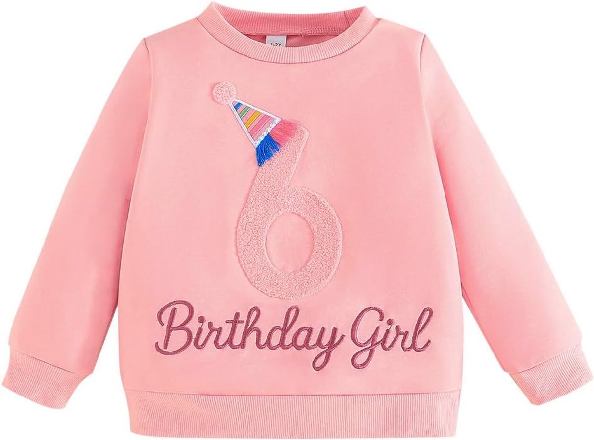 Meisje verjaardag sweatshirt voor kinderen outfits T-shirt brief borduurwerk trui kleding voor peuters verjaardag geschenk top