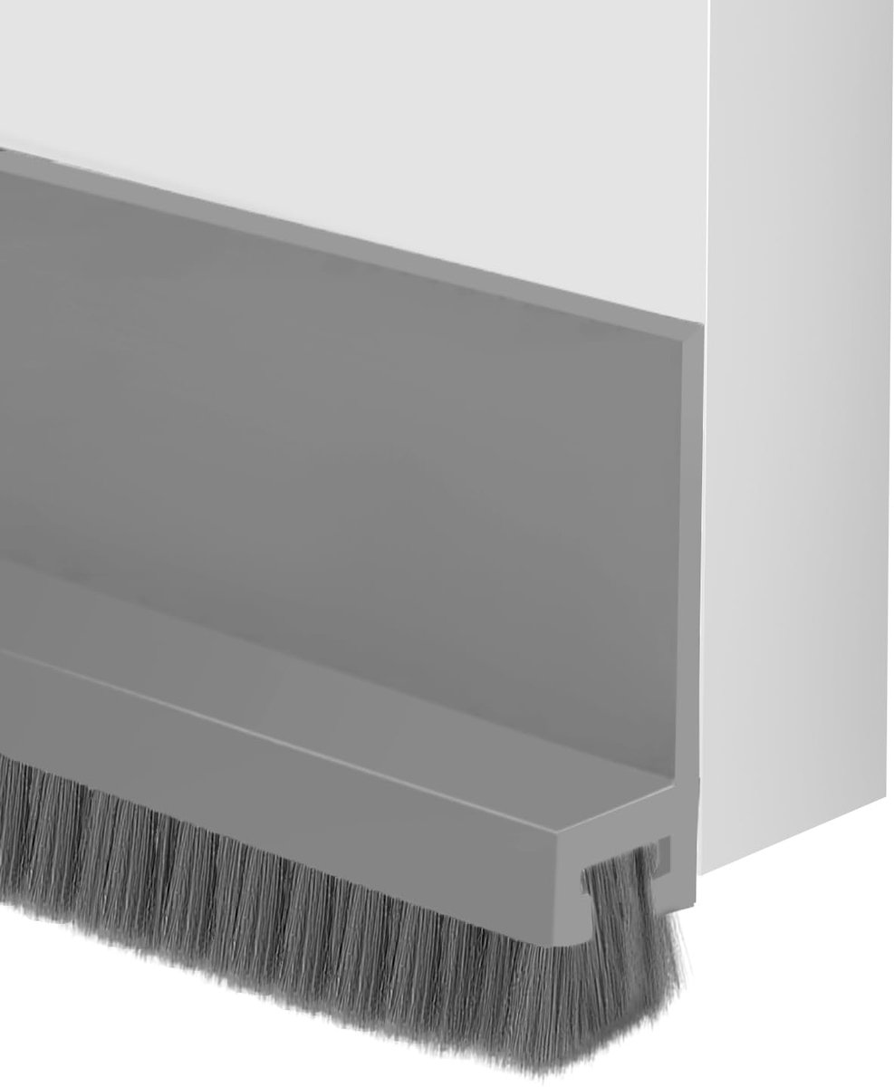 Famanu – 2 stuks tochtstopper voor deuren met borstel, 100 cm deurafdichting borstel zelfklevend, borstelafdichting deur voor appartementsdeur terrasdeur balkondeur entreedeur (grijs)