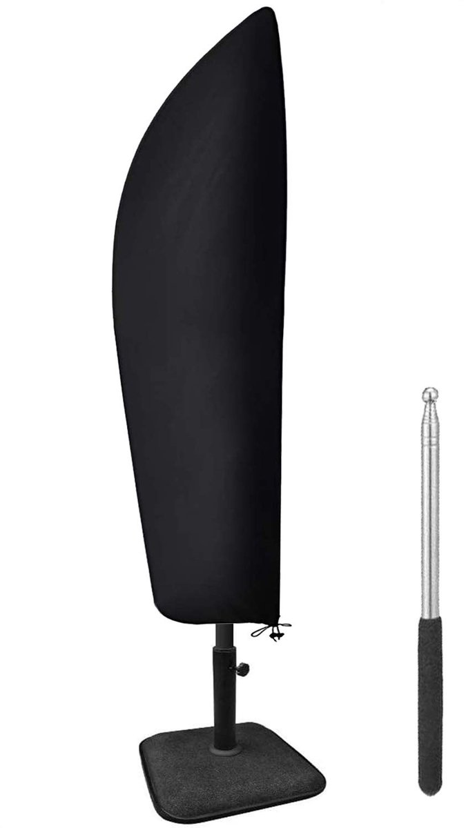 Famanu Parasolhoes met samentrekkingsstang, waterdicht Winddicht Anti-UV Heavy Duty Rip Proof 210D Oxford-stof Extra grote beschermhoes voor parasols met ritssluiting(265x40/70/50cm) wit