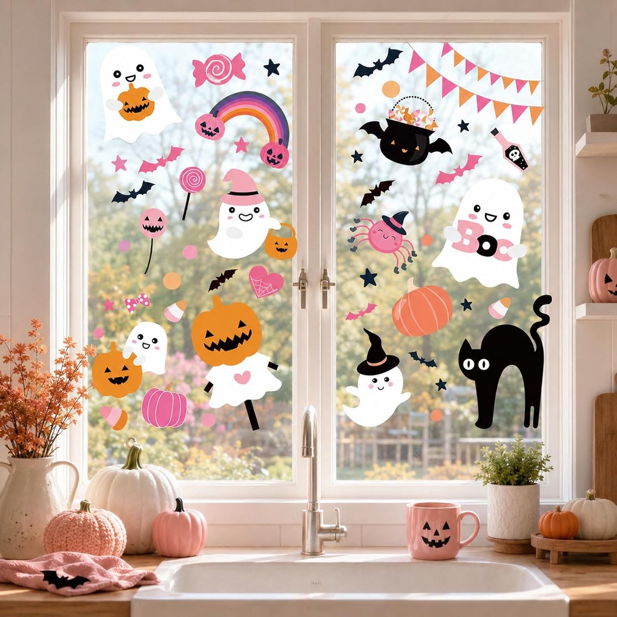Raamsticker Roze Zelfklevend 9 Stuks