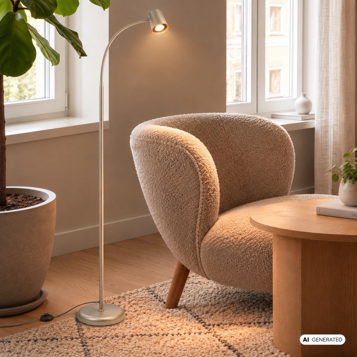BRILONER Skriva - Vloerlamp - woonkamer staande lamp - leeslampe - excl. GU10 - satijn-metallic - 127.5cm