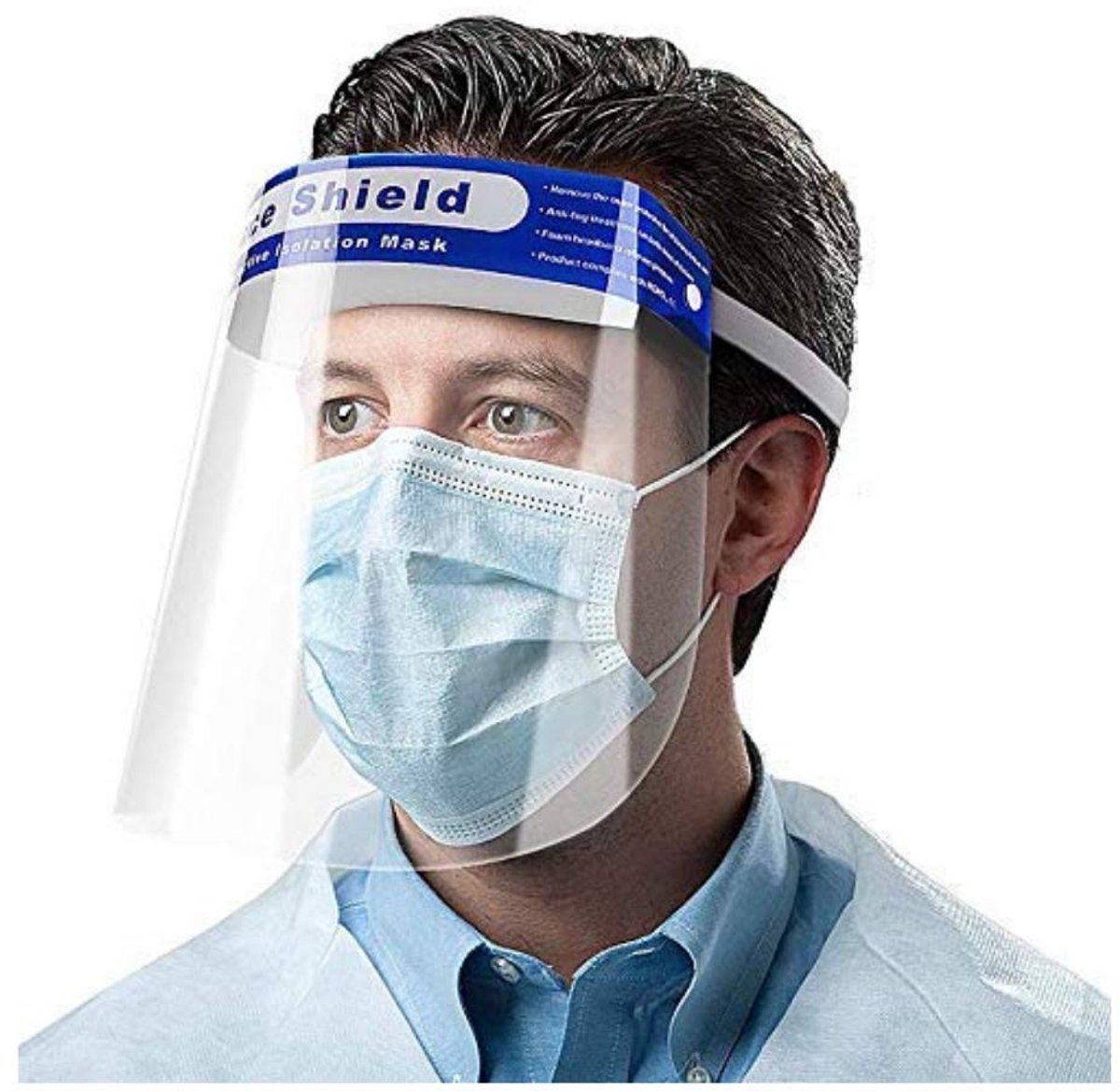 Face beschermend schild vizier - plastic verstelbare transparante gezicht schild om speeksel te voorkomen, druppeltje met elastische band - Pack van 10