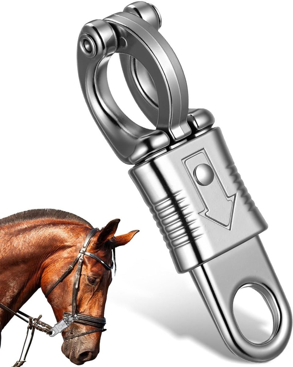 Jojofuny Paniekhaak roestvrij staal met snelsluiting 102 mm vaste ogen karabijnhaak voor ruiters en paardenaccessoires