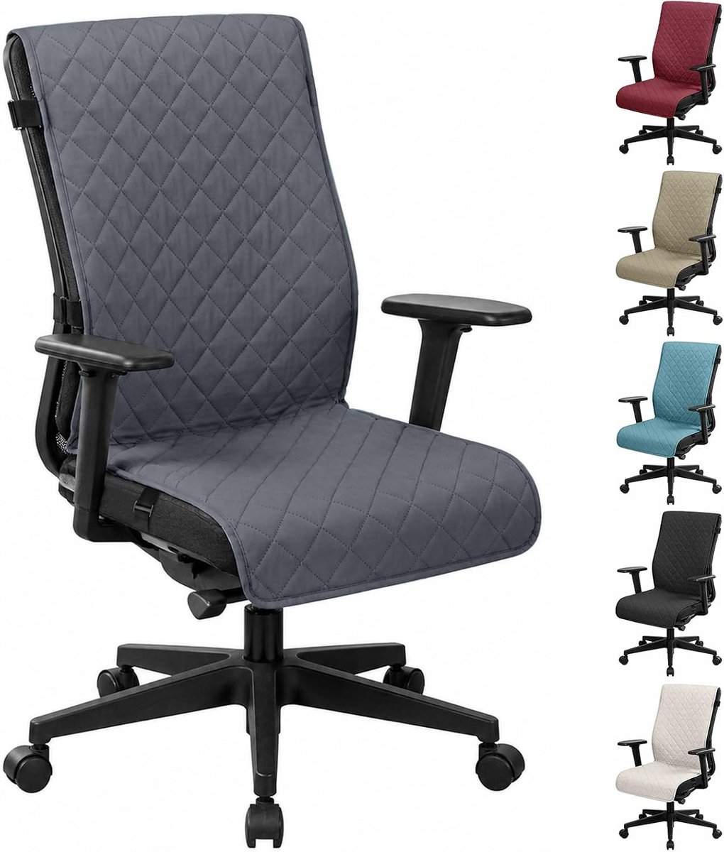 stoelhoezen met elastische riemen, afneembare bureaustoelhoezen en eetkamerstoelhoezen, antislip stretch stoelhoes, universeel, voor kantoor, keuken, restaurant (grijs)