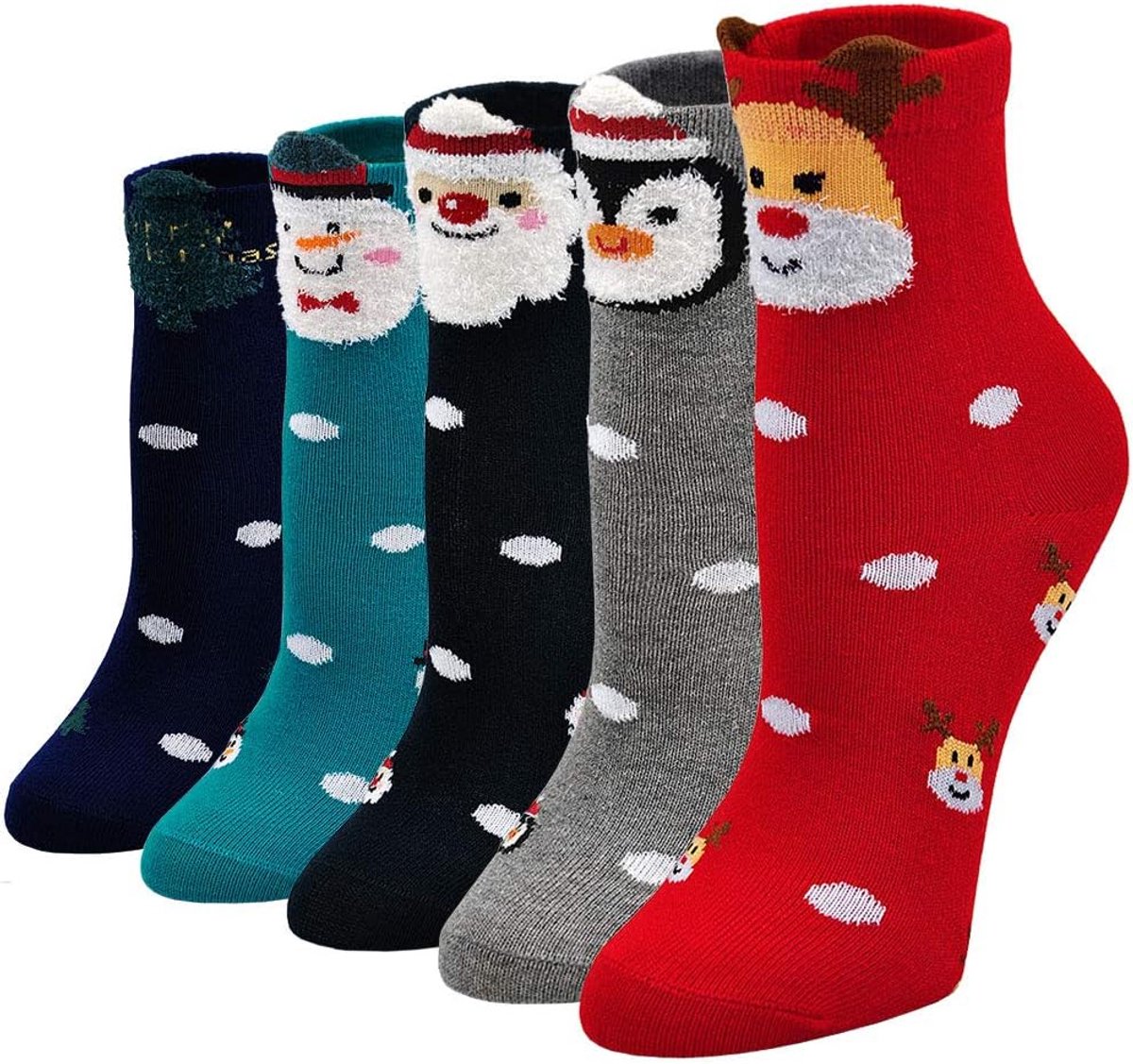 Sokken Meisjes Kleurrijke Katoenen Sokken, Kerst Sokken Kinderen Grappige Dieren sokken, 2-11 jaar, 5 paar