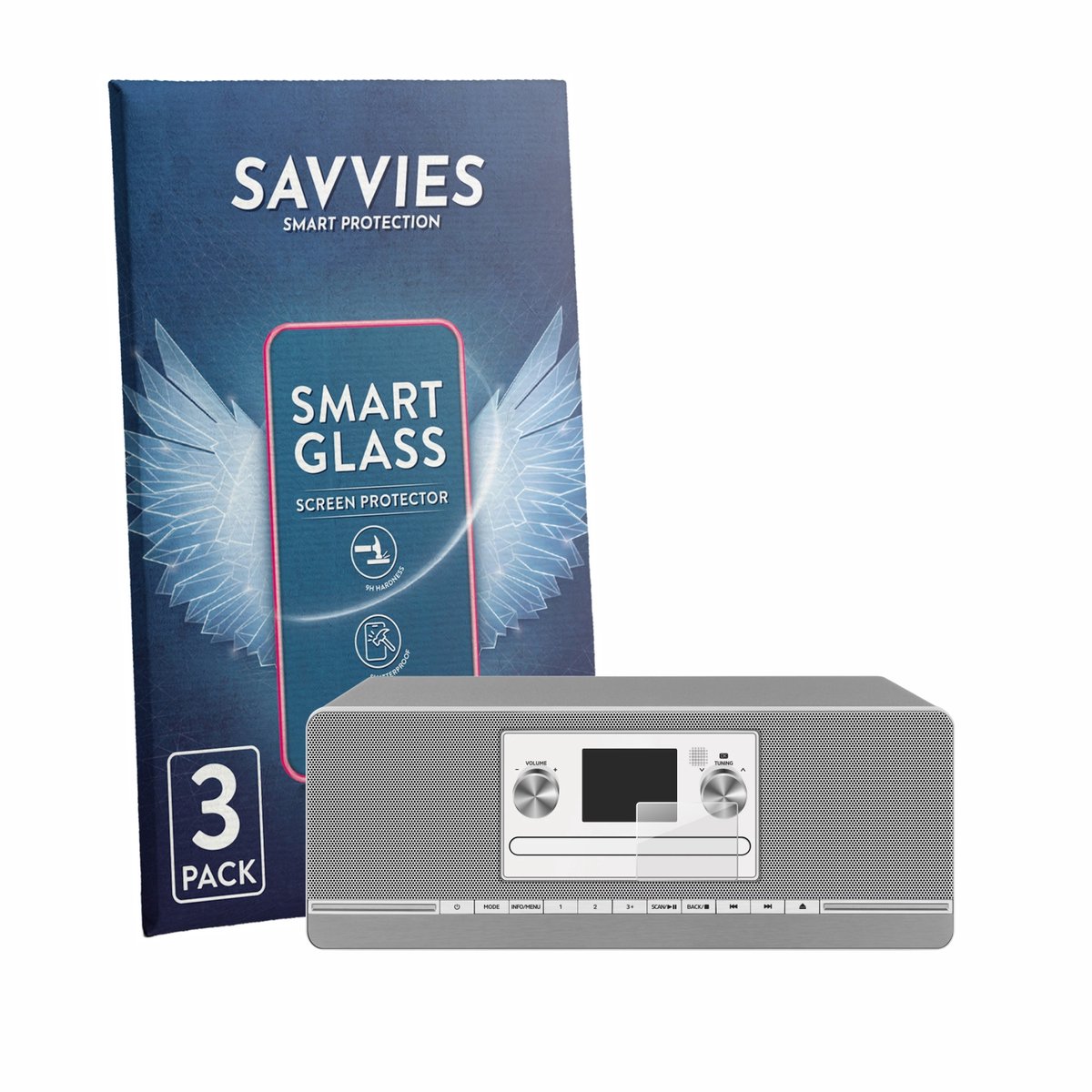3 Stuks Savvies Screenprotector - geschikt voor TechniSat Digitradio 372 CD - beschermfolie glas transparant