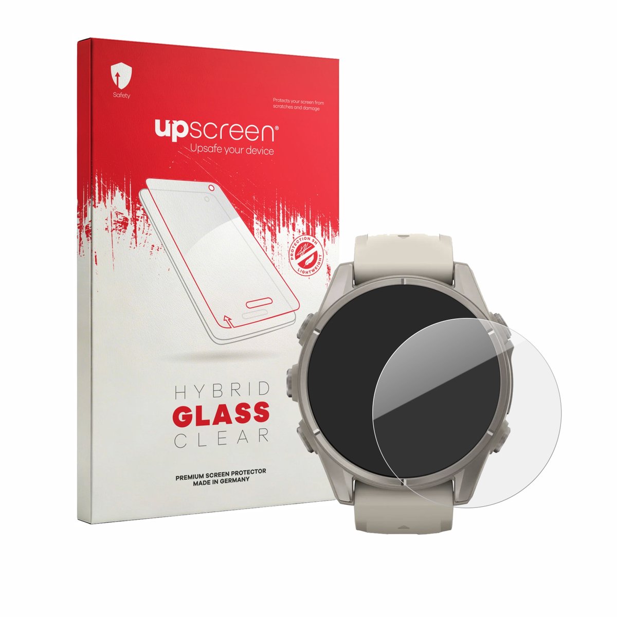 upscreen - Screenprotector voor Garmin Fenix 9 (43 mm) - Folie Beschermfolie Beschermglas transparant