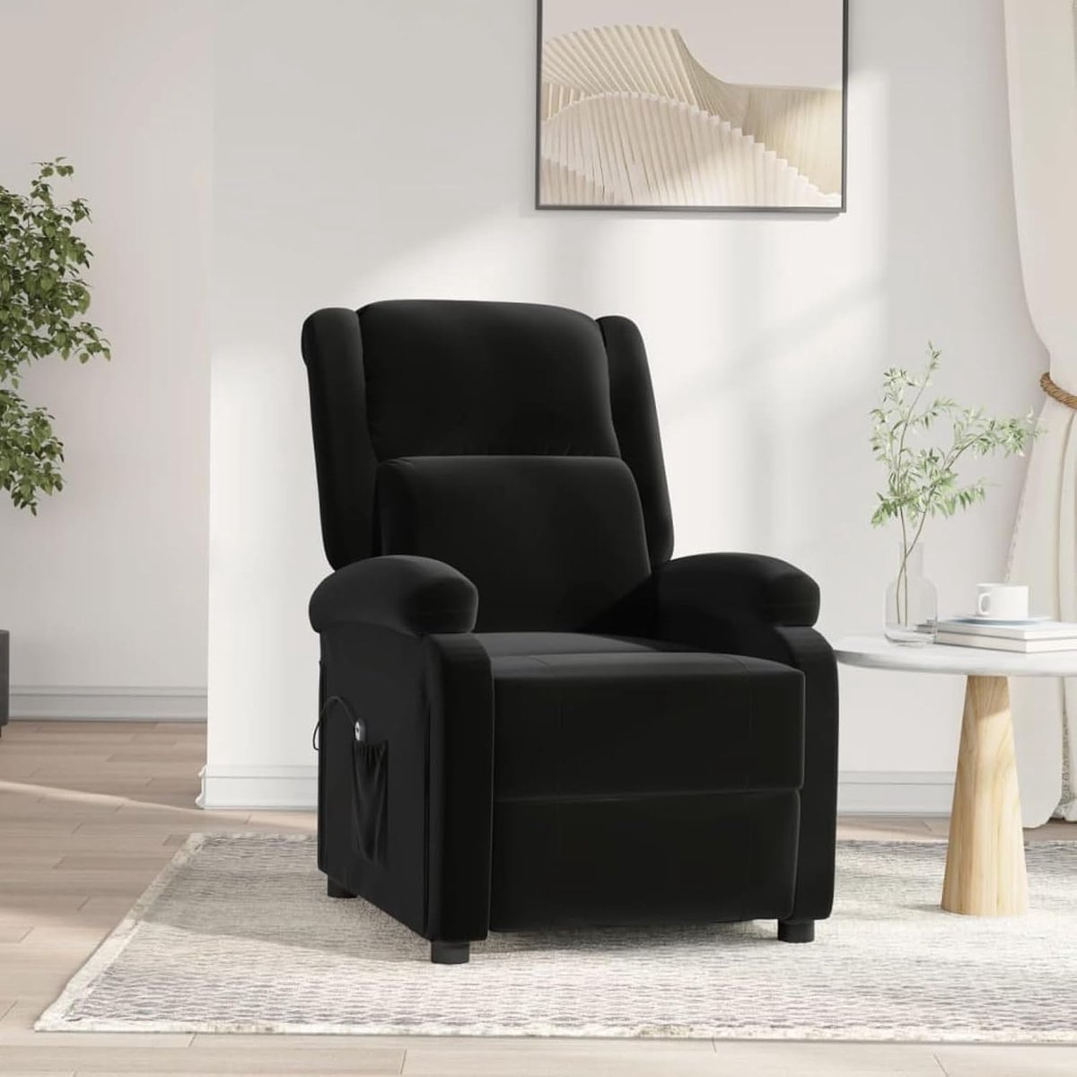 Relaxstoel elektrisch zwart fluweel, relaxstoel televisiestoel leesstoel voor woonkamer slaapkamer leeshoek logeerkamer 3098399