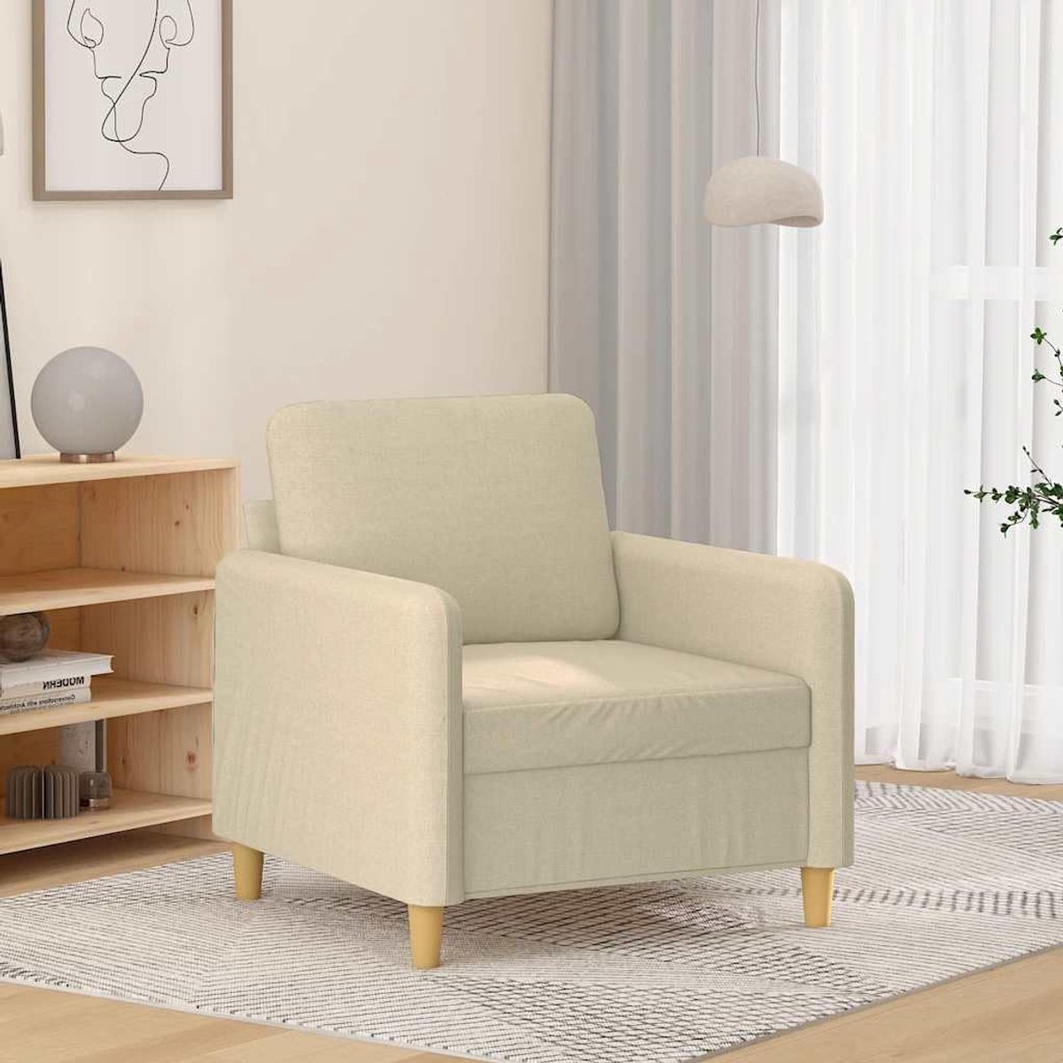 Stoffen stoel, 60 cm breed, modern zitmeubel voor woonkamer, met ademende bekleding en robuust metalen frame voor ontspanning, lezen, televisie kijken