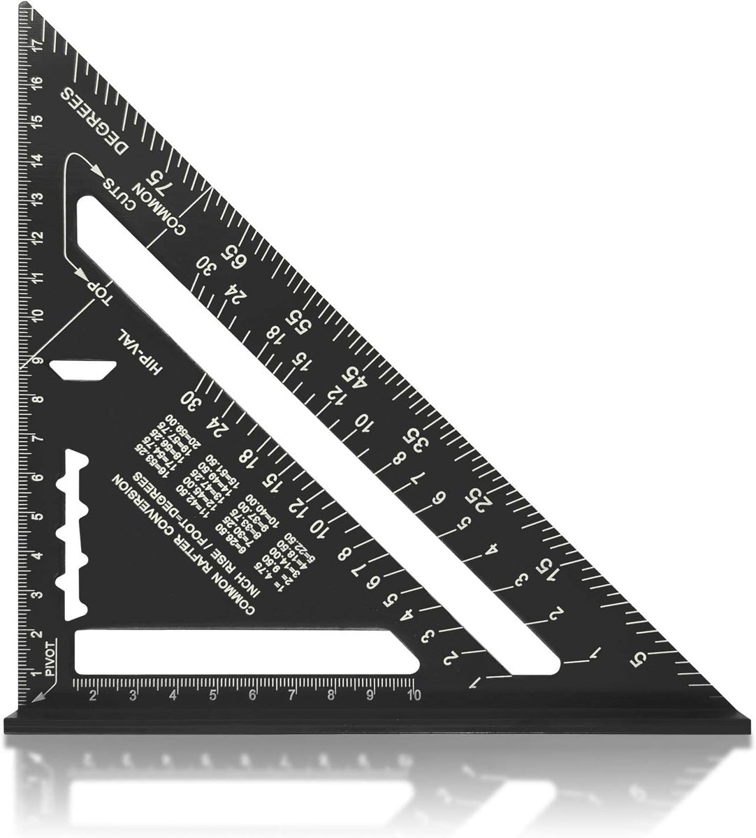 1 stuks 90 graden verdikte driehoek liniaal timmerman meten vierkante metrische keizerlijke 7 inch, aluminiumlegering voor houtbewerking (zwart