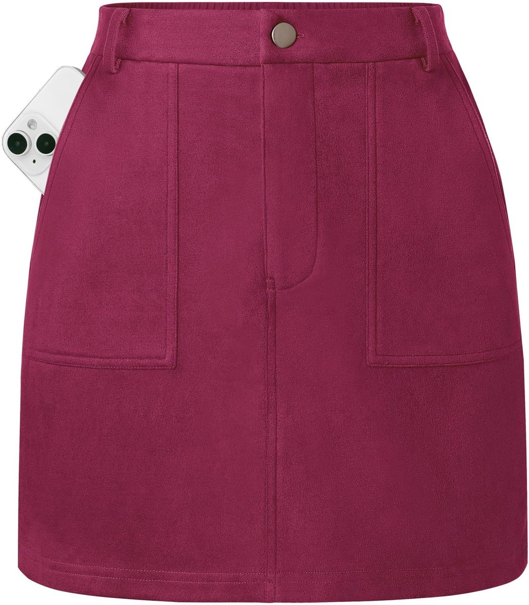 Kasin Damesrok, elegante A-lijn, hoge taille, suède, minirok