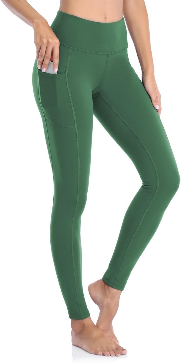 Dames Zwarte Gymlegging Hoge Taille Sportbroek Lange Yogabroek Workout Fitness Hardloopbroek Wandellegging Hoge Ondoorzichtige Taille met Zakken