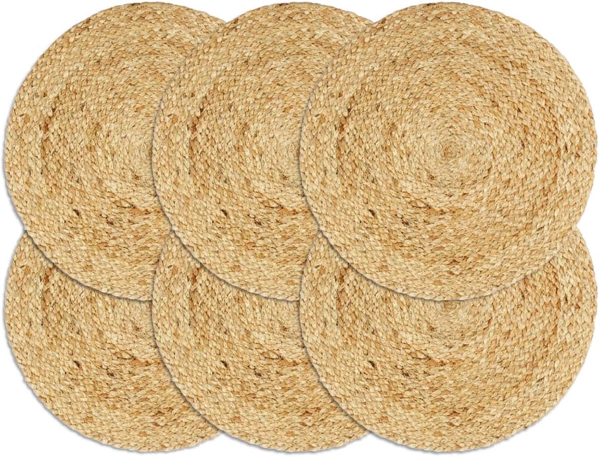 Placemats rond natuur/grijs/groen/neutraal bruin rond jute 38 cm