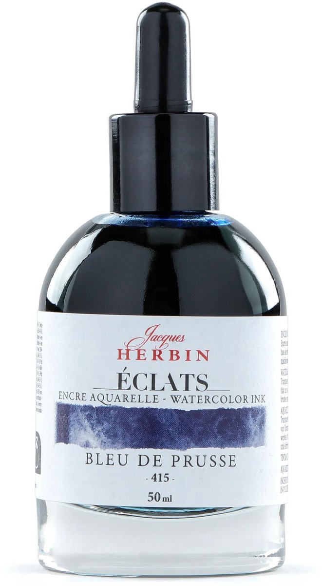 Jacques Herbin Éclats – Aquarel Inkt – Vloeibare Aquarelverf – Pruissisch Blauw – 415 – 50 ml