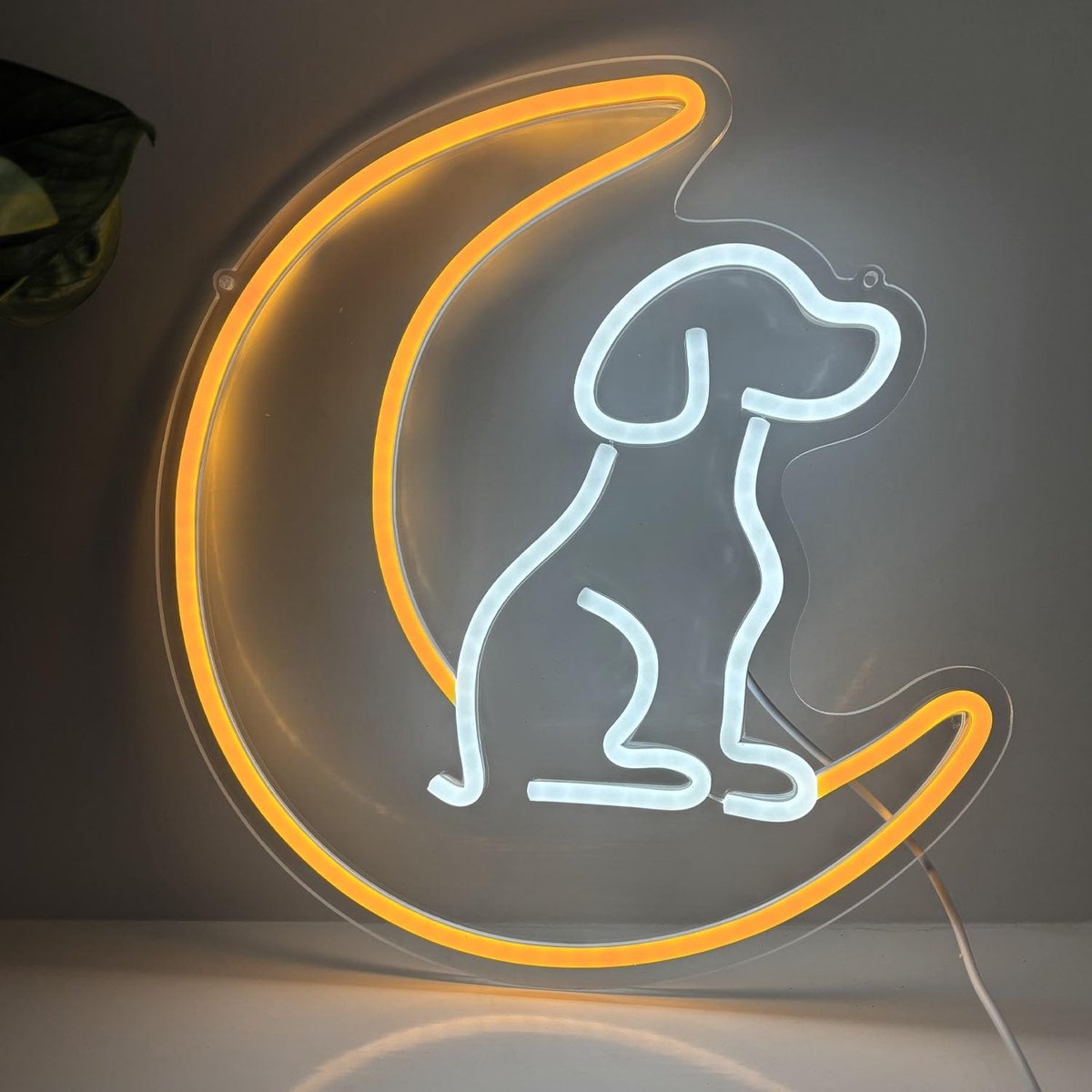 Hond en Maan LED Neon Sign voor Wall Decor, Pet Shop LED Wall Decor Sign