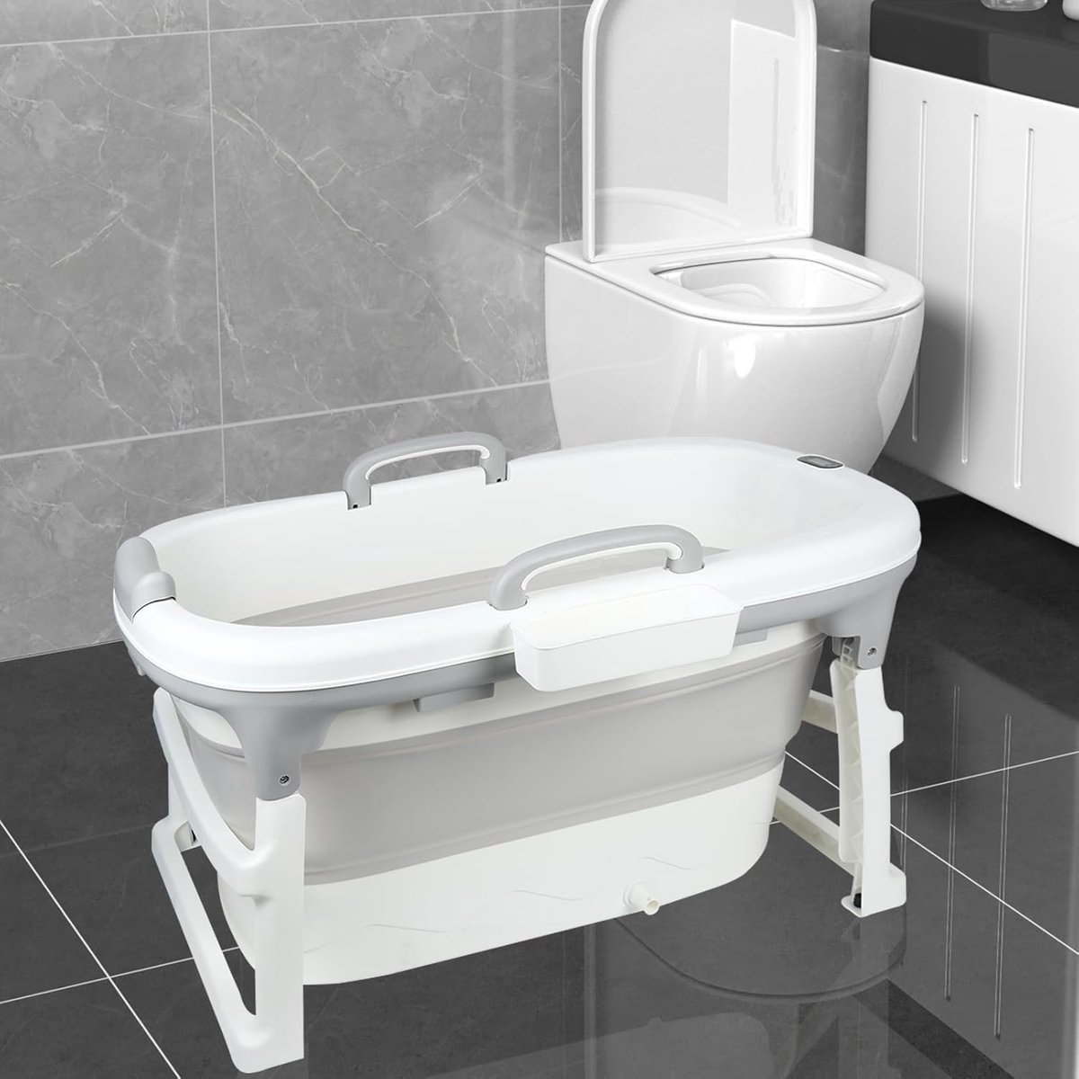 Babybadje, opvouwbaar, voor kinderen van 0 tot 9 jaar, voor douche, pasgeborenen, voor het hele gezin, 99 x 62 x 52,9 cm, grijs