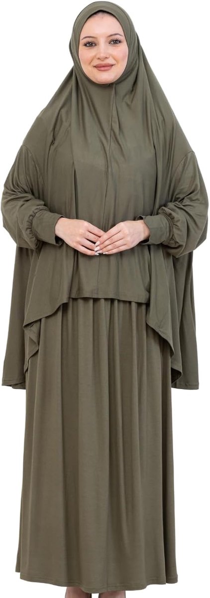 Islamitische Abaya Hijab-set, lange Turkse katoenen gebedsuitrusting, islamitische kleding voor Ramadan