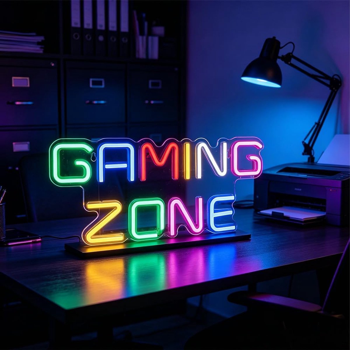 Zone Neon bord, kleurrijk led-gaming-neonlicht voor muur, gaming-decoratie, led-neonlicht met USB, gamer decoratieve lamp met dimmer voor jongenskamer, speelruimte, cadeau voor gamers en