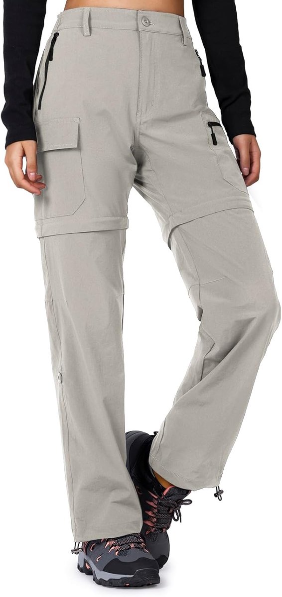 Dames Wandelaarsbroek - Zip-Off Trekkingbroek, Ademend Wandelaarsbroek voor Dames, Sneldrogende Stretch Afneembare Zip-Off Outdoorbroek, Zomer Functionele Broek