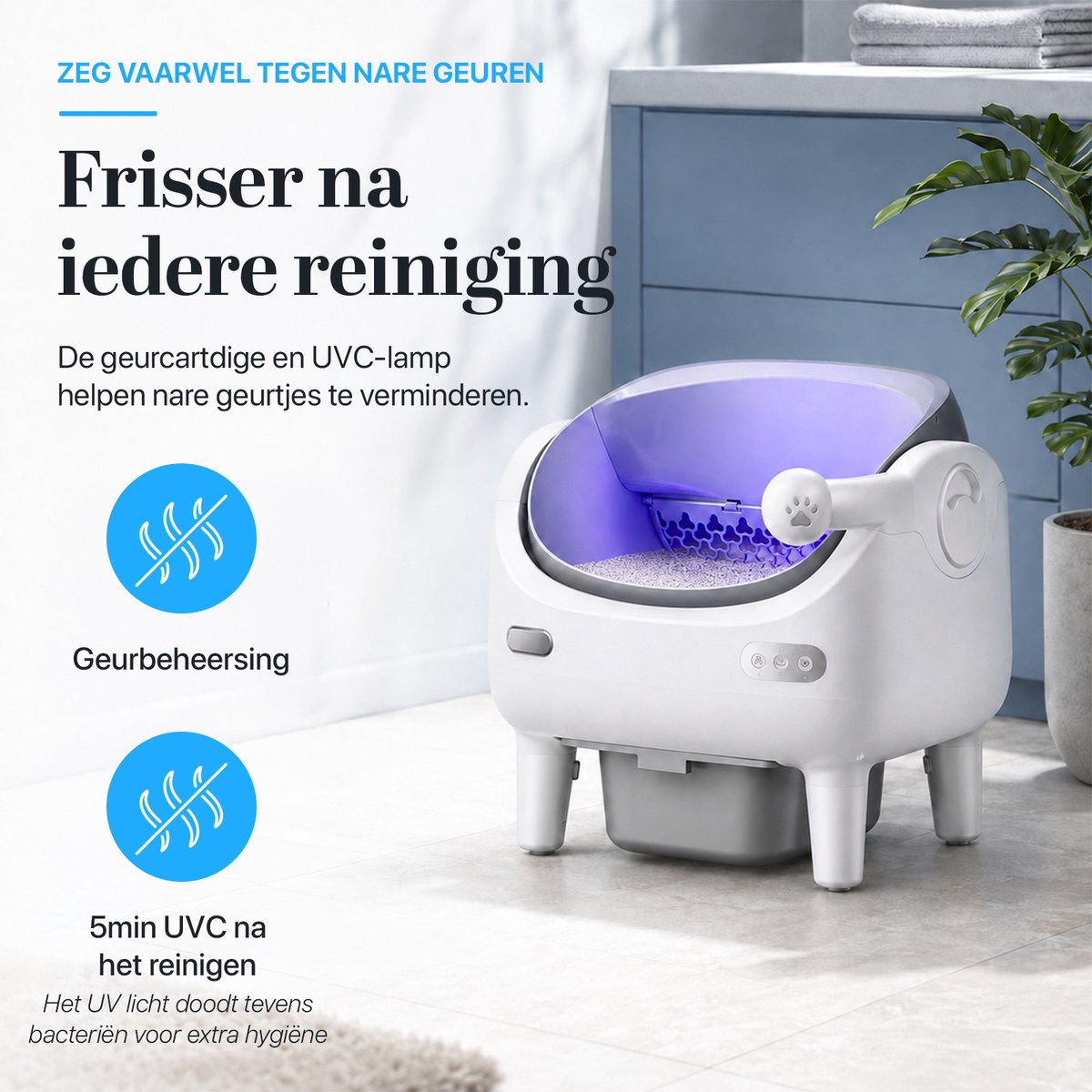 SwayTosh Purrfecture Open Air – Automatische Kattenbak – Met App En UV Desinfectie – 80 Liter Boven Open – 2026 – Zelfreinigende Kattenbak XXL – Geurvrij En Extra Hygiënisch – Elektrische Kattenbak – Incl. Mat En 3 Rollen Opvangzakjes thumbnail 2