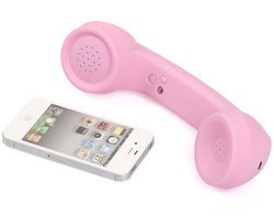 Draadloze retro telefoonhoorn - Anti-straling Bluetooth headset - Met luidspreker en microfoon - Geschikt voor mobiele telefoons en computers, comfortabel bellen - Roze
