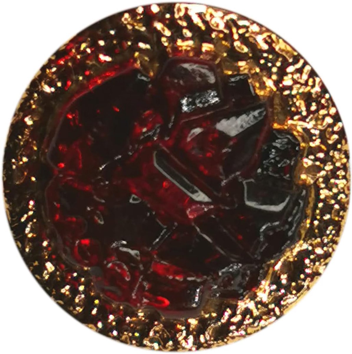 AVA 13,5 mm glazen knop | handgemaakt | met oog | glazen koppen handgemaakt bont | knopen van glas om te naaien | rood glanzend met gouden rand | naaitoebehoren | naaien accessoires | voor kleding | knoppen