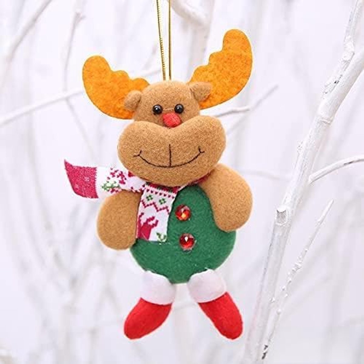 Kunstkerstboom Nieuwjaar schattige kerstpoppen Santa Claus/Snowman/Eland Noel Kerstboomdecoratie for Home Xmas Kids Gift (Color : Light Yellow)