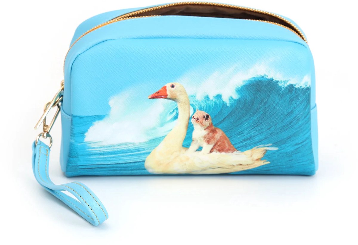 Seletti - Toilettas - Make-up Tas - Beauty Case Pets - Surf Buddies Kat en Zwaan