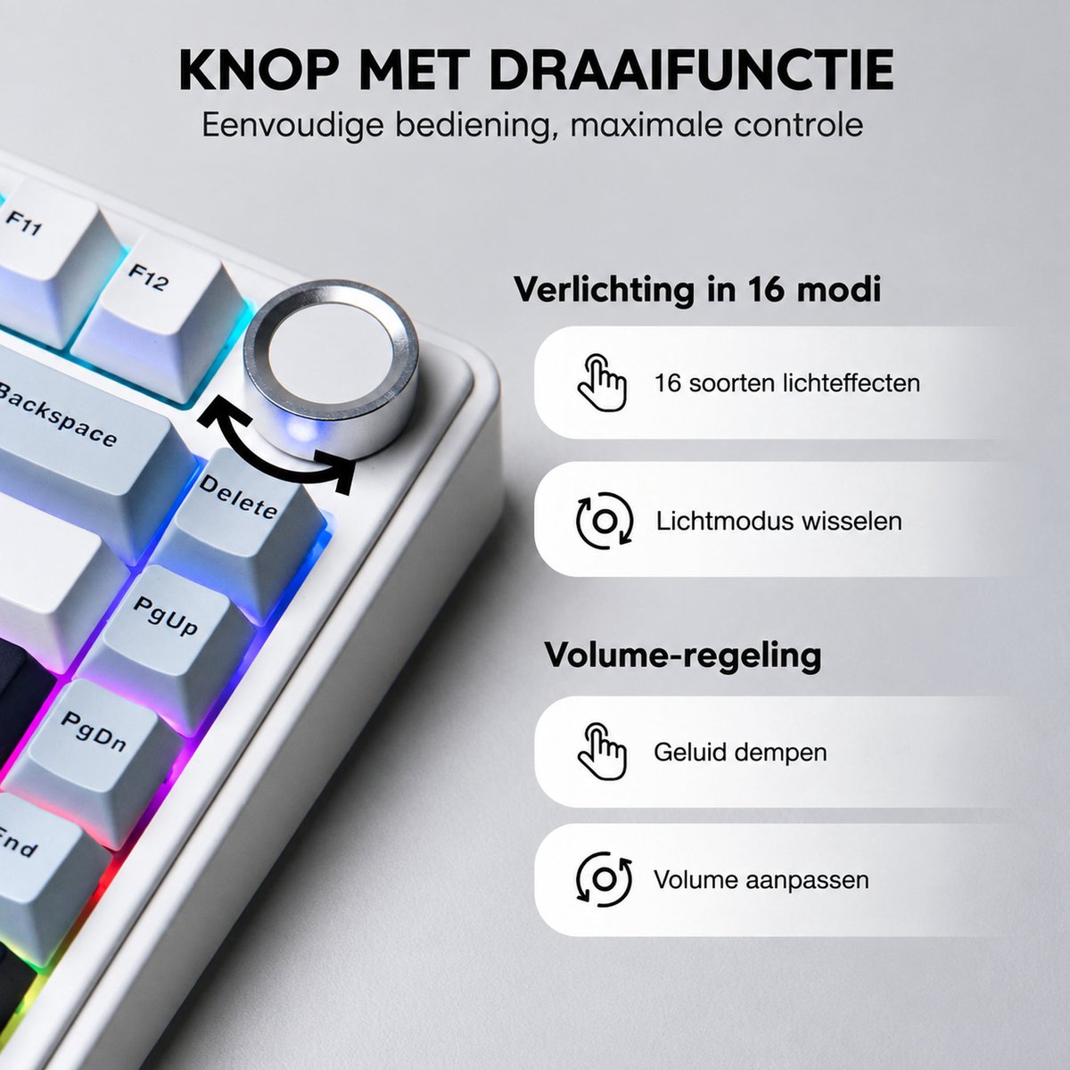 AULA F75- Mechanisch Draadloos Toetsenbord Gaming- RGB - 75% Qwerty - Gaming Keyboard - Reaper Switch - Licht Blauw thumbnail 4
