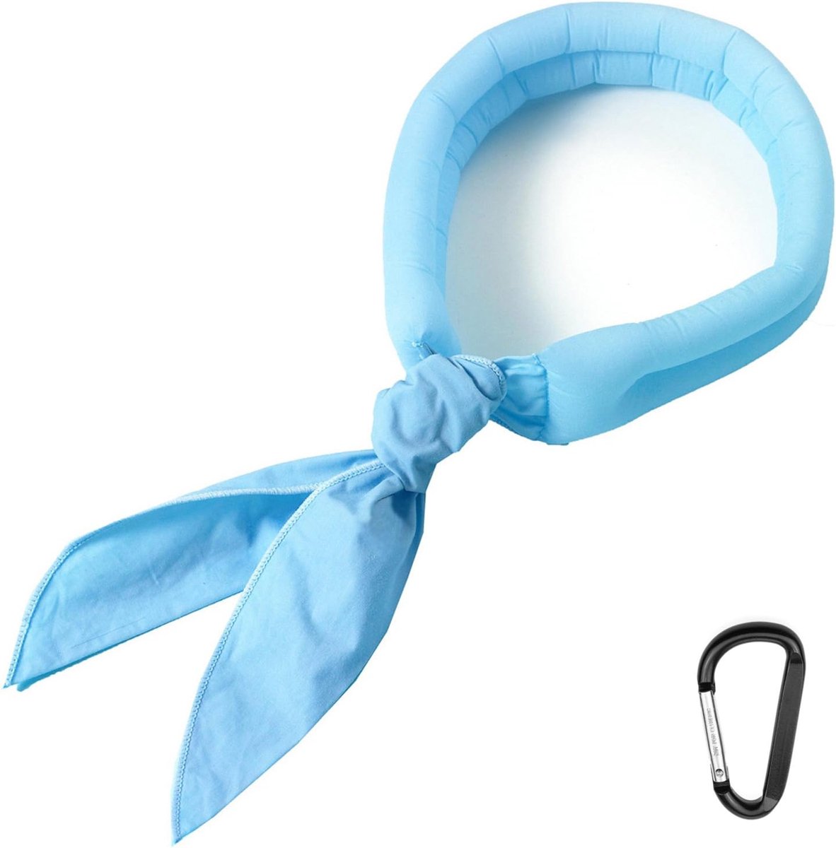 Iceman verkoelende katoenen sjaal, koeldoek, multifunctionele doek, ijskoud dankzij high-tech polymeer kristallen en Gear-karabijnhaak, lichtblauw