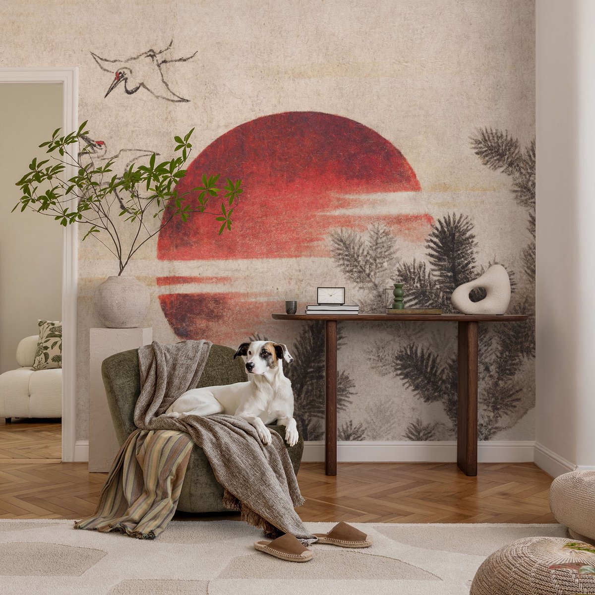 Coloray Vliesbehang - Wit Snellijm Behang - 104x70 cm - Bos Oost Muurschildering - Slaapkamer behang Deel - Fotobehang Vlies - Slaapkamer behang