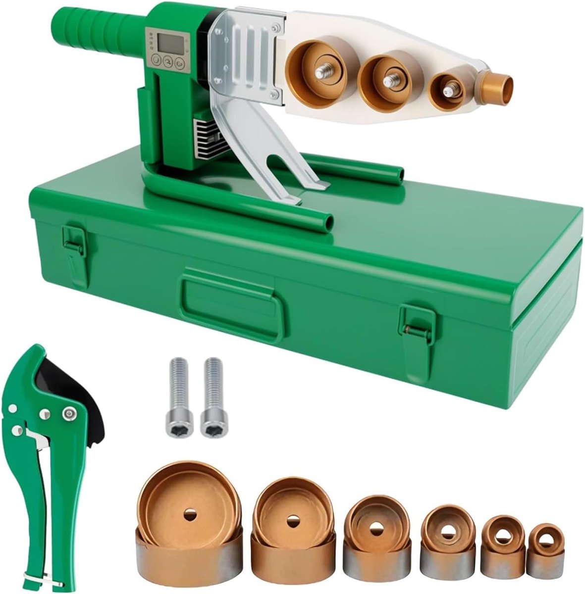 Lasapparaat, 1500 W lasapparaat voor kunststof buizen Ø 20/25/32/40/50/63 mm PPR buizen-lasapparaat, 150 °C ~ 380 °C temperatuurregeling, professioneel buislasapparaat met led-digitaal display voor