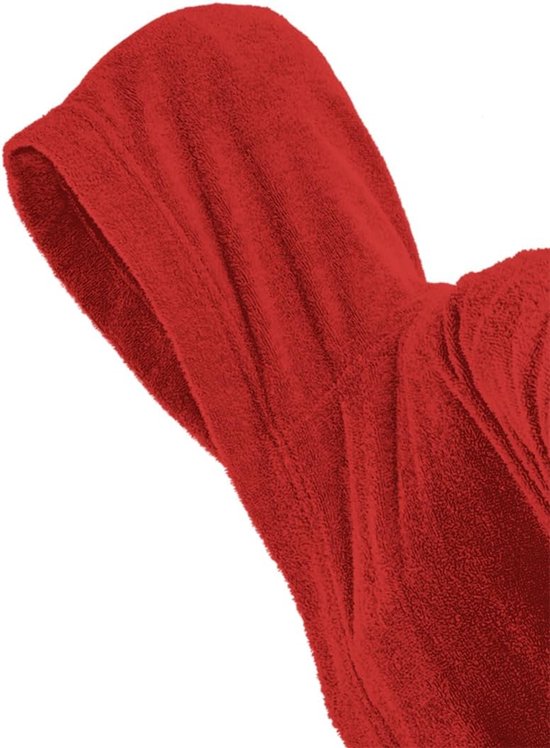 Badjas van badstof 100% katoen met capuchon - badjas voor heren en dames - maat XL rood — afbeelding 2
