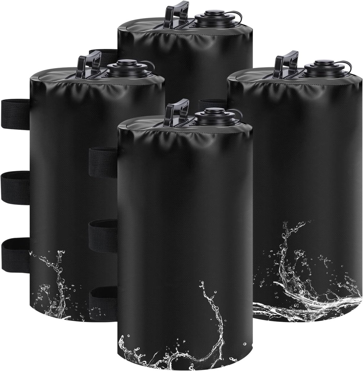 4 x 10 l watergewichtszak voor overkappingen, scheurvaste waterzandgewichtsset, 500D pvc-gewichtszak met draagriemen voor paviljoenen, pop-up overkappingen, overkappingen, tenten