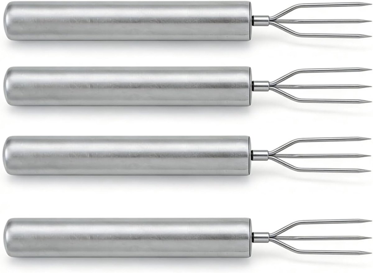 Set van 4 pommes van Terre en Acier roestvrij staal, voor barbecue en Maïs, Ustensiles de Cuisine Robuust voor Légumes en Grillades, accessoires Pratiques voor Lave-vaisselle voor Campin