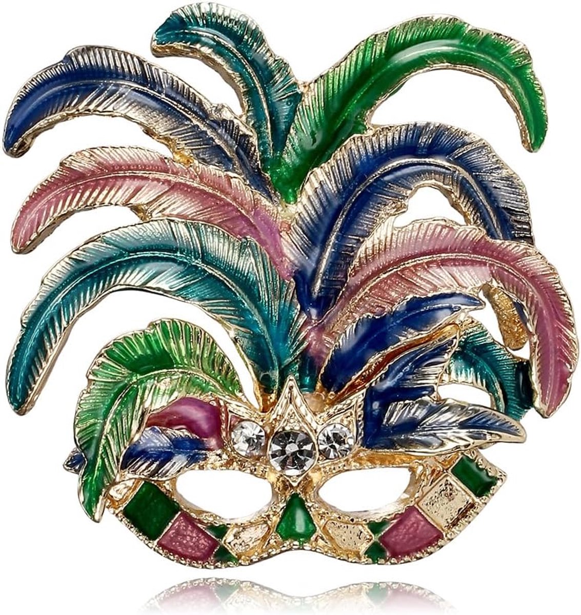 Maskerade Masker Broche Zinklegering Emaille Speld voor Vrouwen Vrienden Kleurrijke Veren Hangertjes Cadeaus Hoeden Truien Revers Accessoires