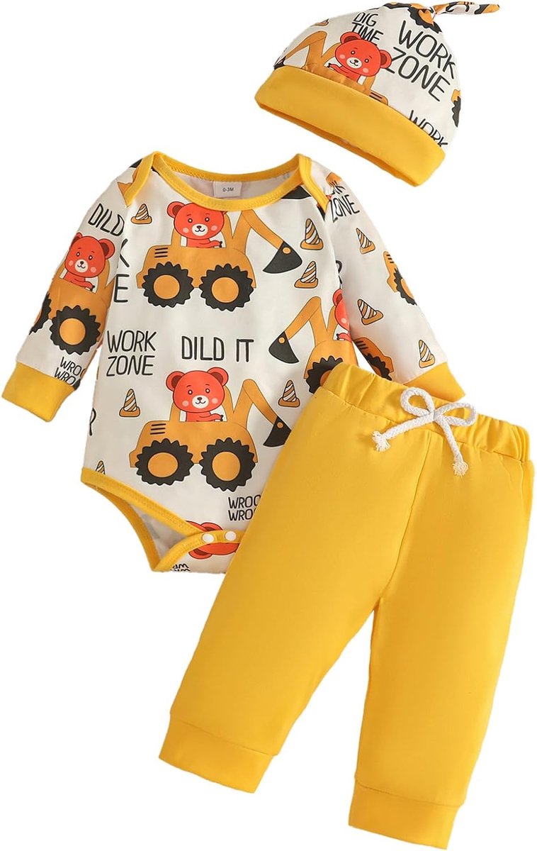 Set voor pasgeborenen, romper + broek + hoed kledingset