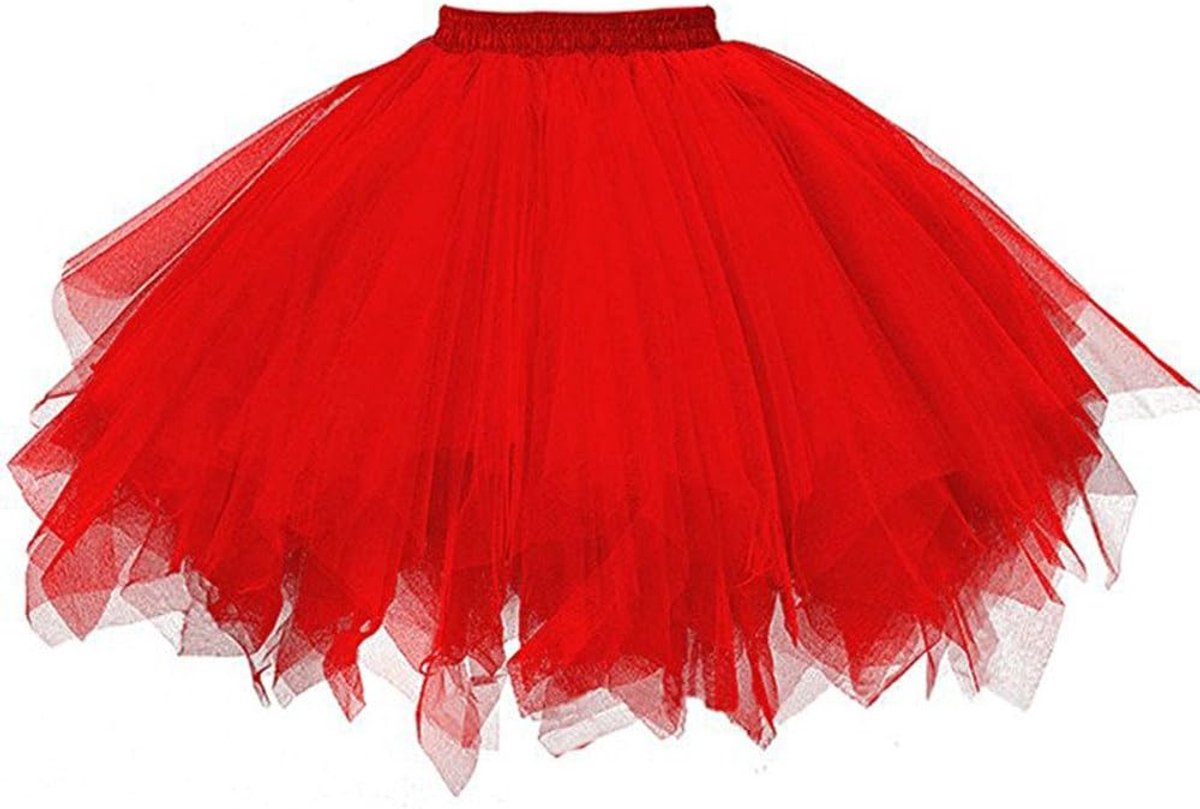 Tule rok voor dames in roze en zwart, tulerok, dames, tutu, tule rok, roze, roze tule rok voor dames (dieprood, eenheidsmaat)