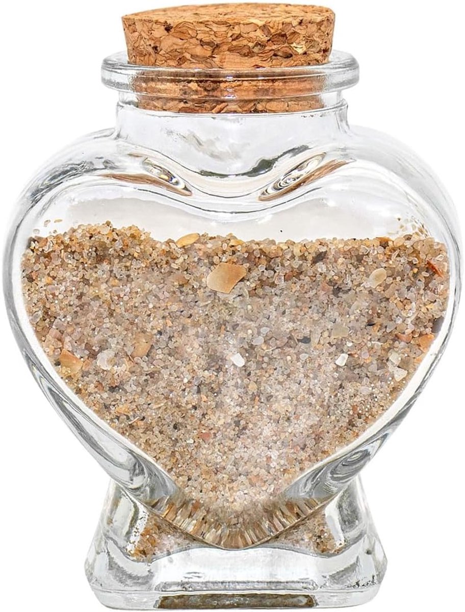 Hartvormige huwelijksreiszand-herinneringspot met geschenkdoos, een huwelijkscadeau voor een pasgetrouwd stel