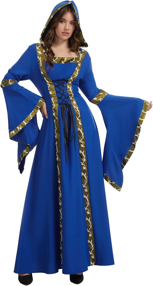Gothic-jurk voor dames, renaissancekostuum, vampiergewaad, Victoriaanse jurk voor Halloween, feest