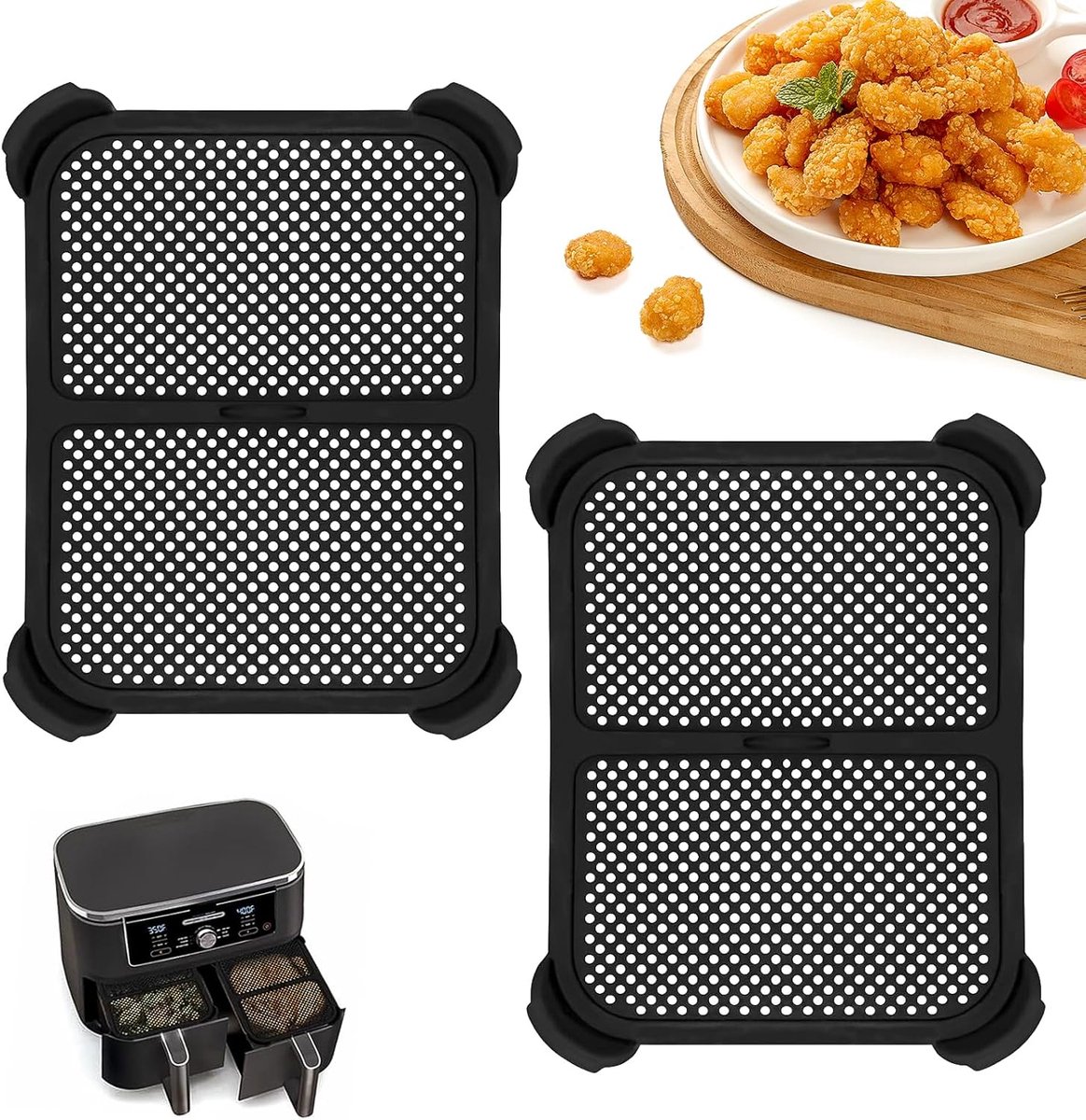 Spatbescherming voor Ninja AF400EU, siliconen spatbescherming, heteluchtfriteuse, voor Ninja Foodi MAX Dual Zone Ninja AF400EU/AF451EU, beschermt verwarmingsslangen en effectieve vetspatbescherming, 2