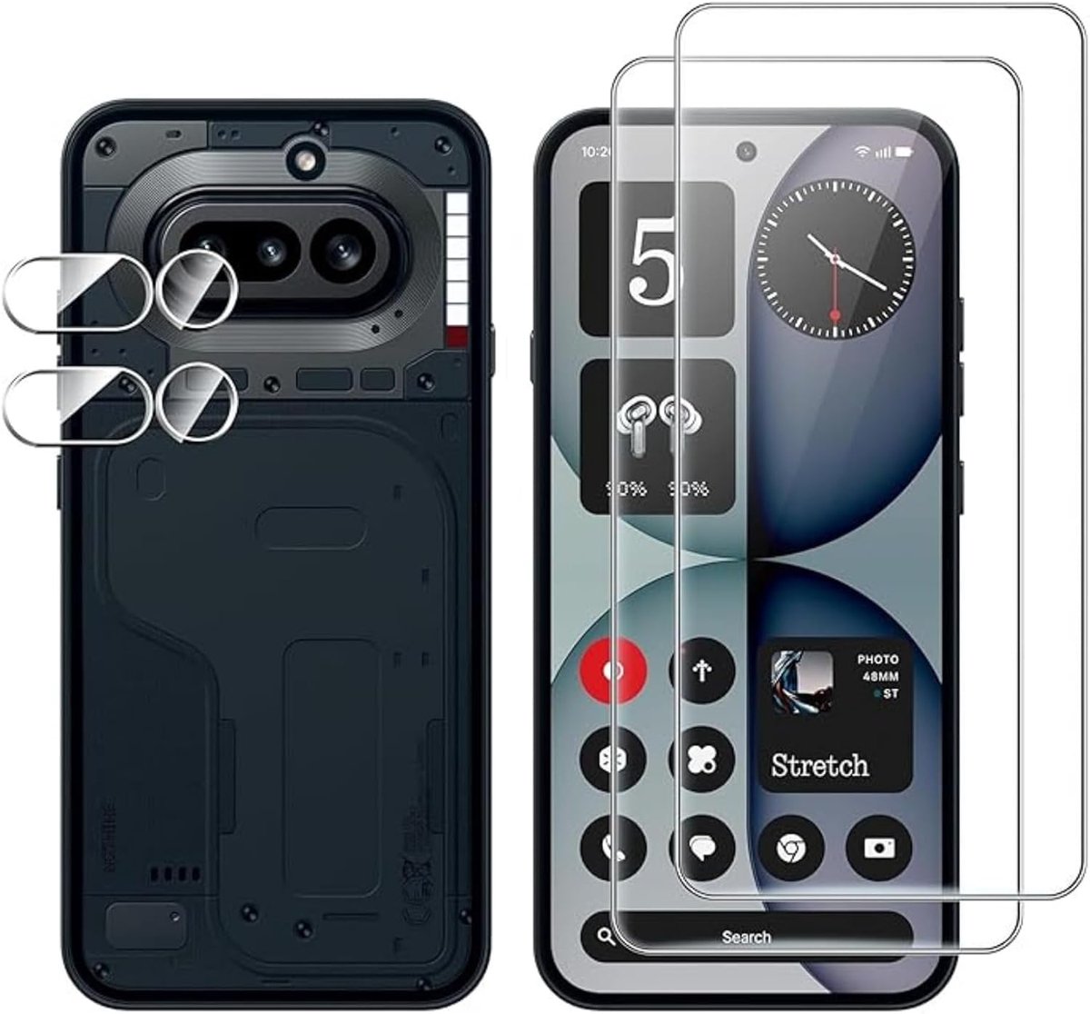 Screen protector voor Nothing Phone 4A, 2 stuks krasbestendige displaybeschermfolie met 2 stuks camerafolie, HD helder, zonder luchtbellen, Ultra Boven 9H+ Gehard glas