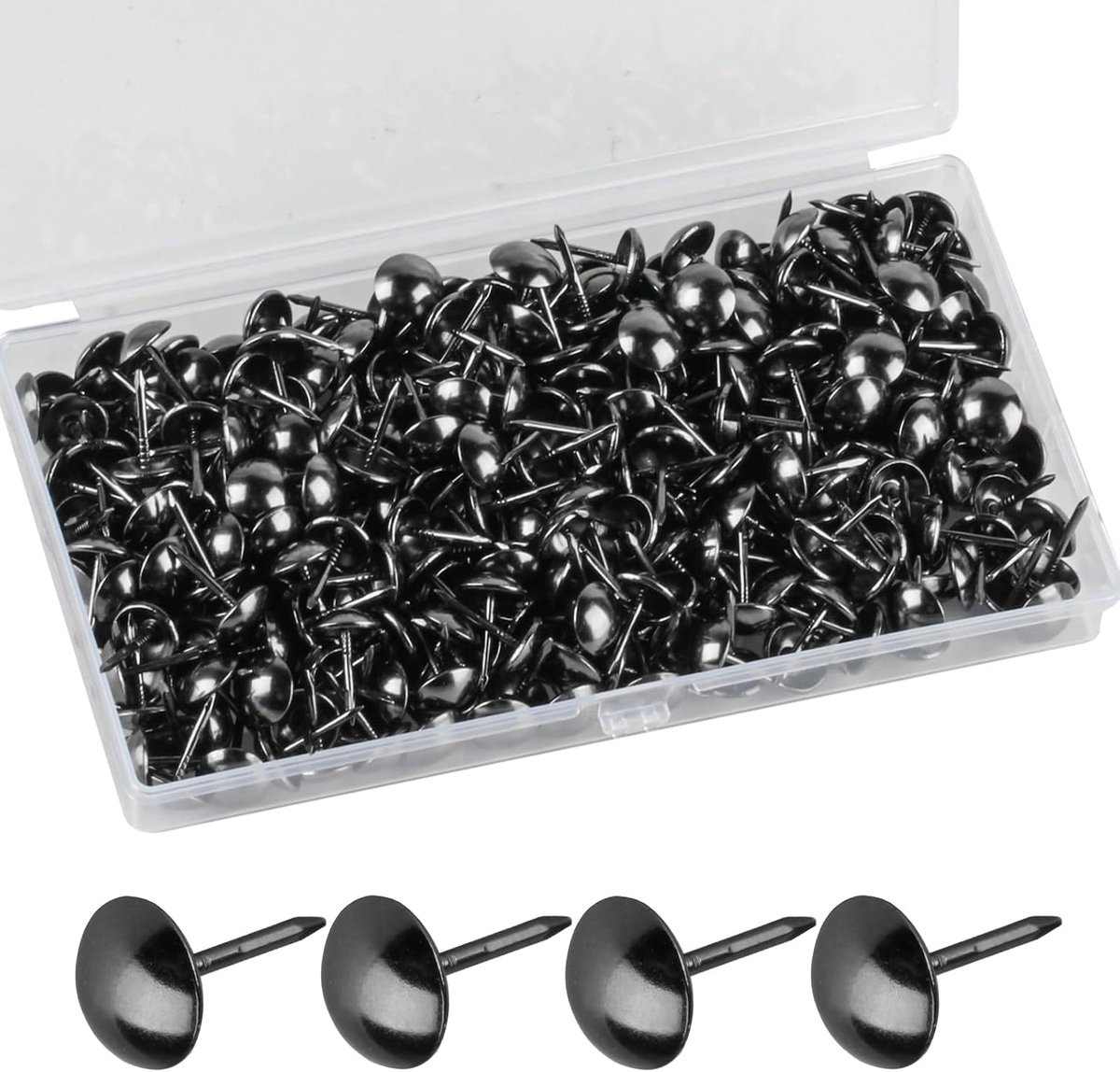 Nagels, gestoffeerde punaises, vintage meubelnagels voor stoel, meubels, bed, decoratieve spijkers, 11 x 17 mm (zwart)