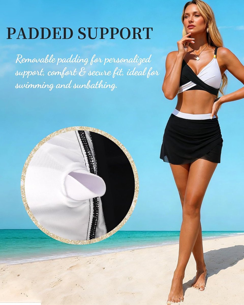 Bikiniset voor dames, hoge taille, tweedelige bikiniset voor dames, met V-hals, twist-design, verstelbare bandjes, buikweg-effect