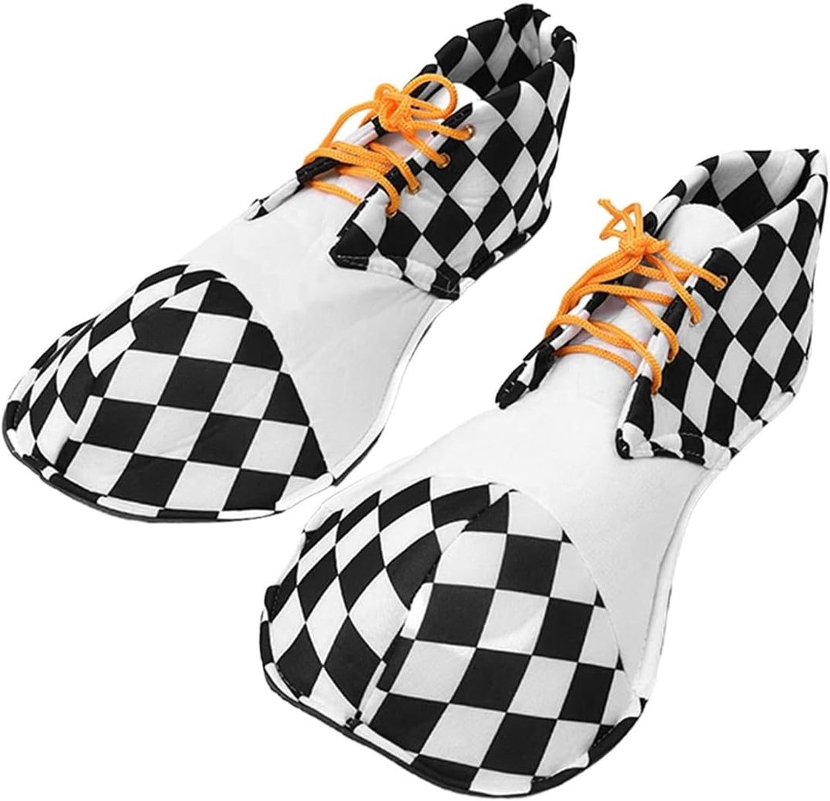 Schoenen, ronde, grappige clownschoenen voor feestkostuums, carnavals- en rollenspelbenodigdheden, zwart-wit