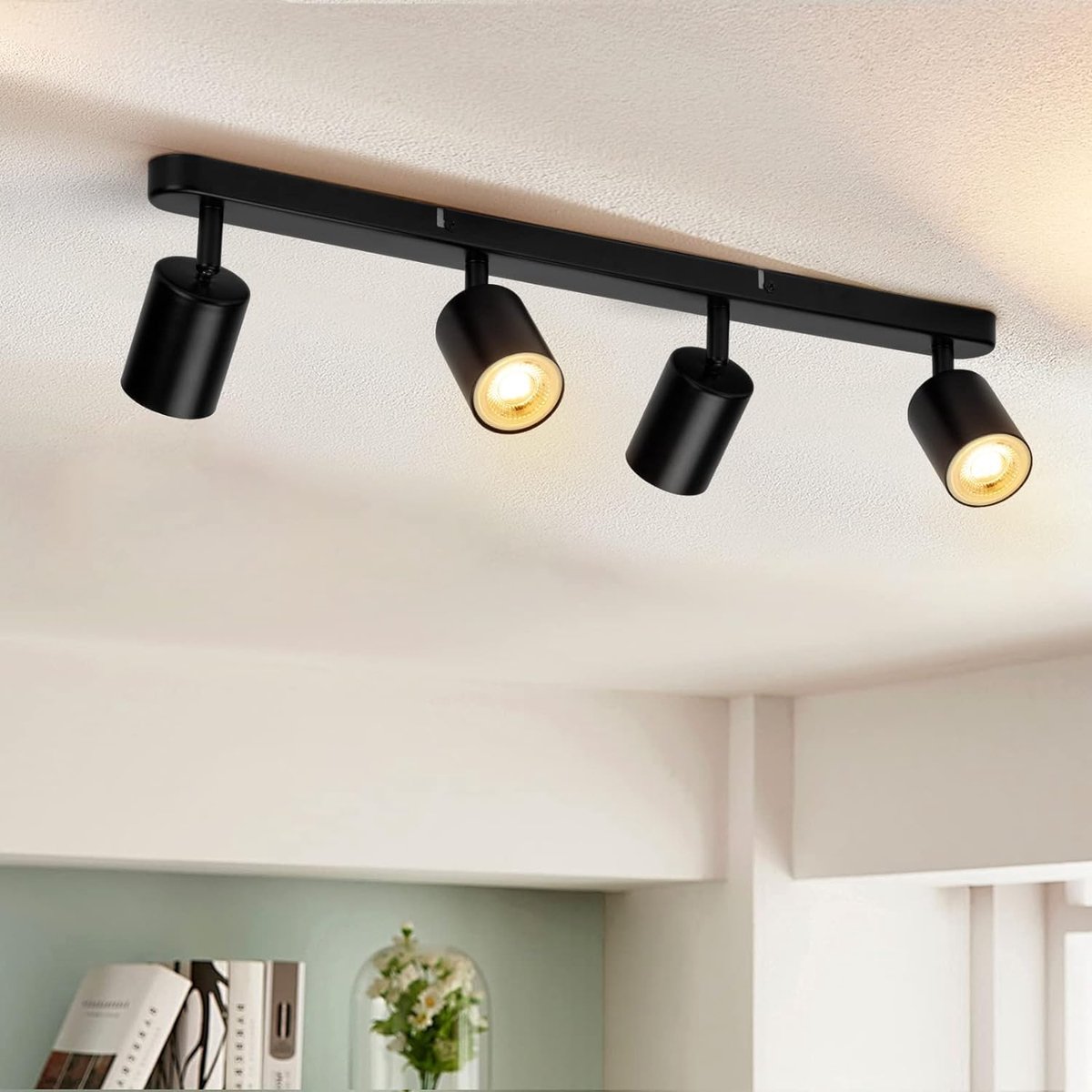 LED plafondlamp 4 vlammen, spot LED draaibaar GU10, moderne plafondlamp voor keuken, slaapkamer, woonkamer (zonder gloeilamp)