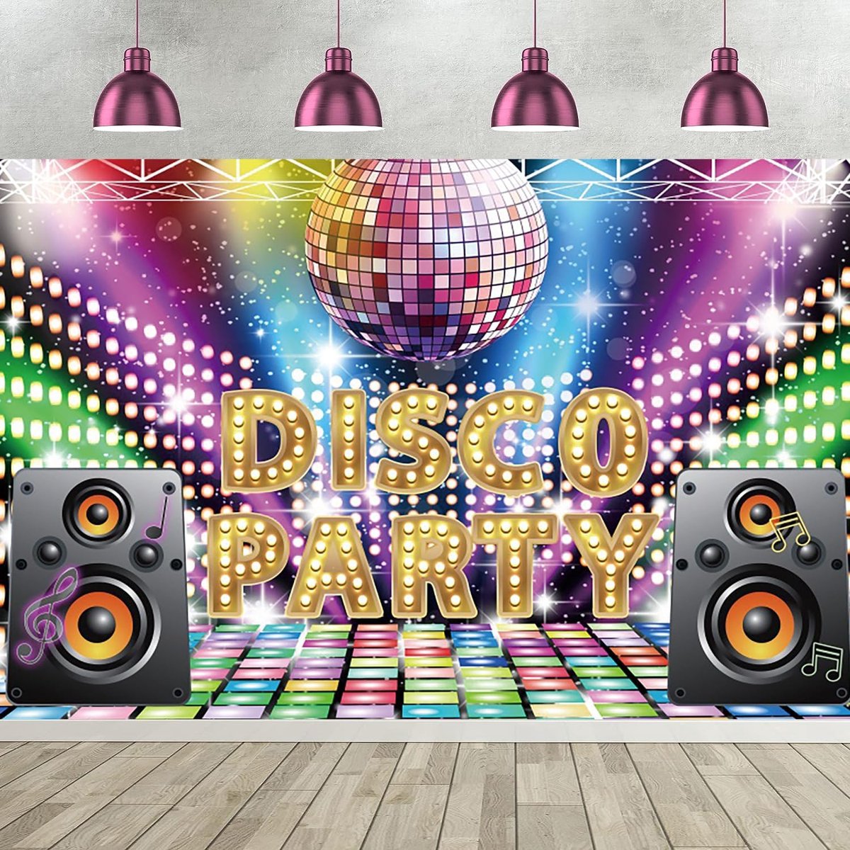 10x8FT Disco Achtergrond Vintage 70s 80s 90s Disco Party Fotografie Achtergrond Let's Glow Crazy Shining Neon Night Speaker Verjaardag Party Cake Tafel Decoraties Banner Foto Booth Props